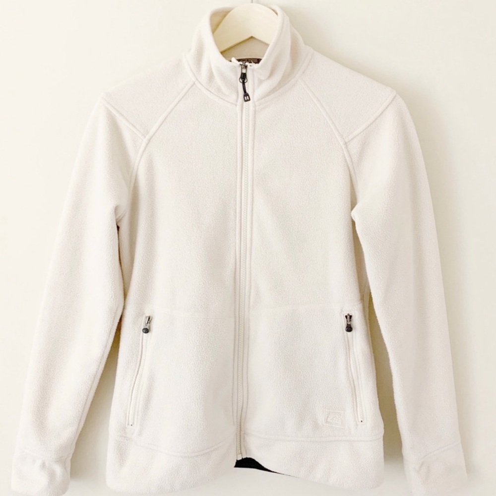 REI Fleece Cream Full Zip Up Jacket